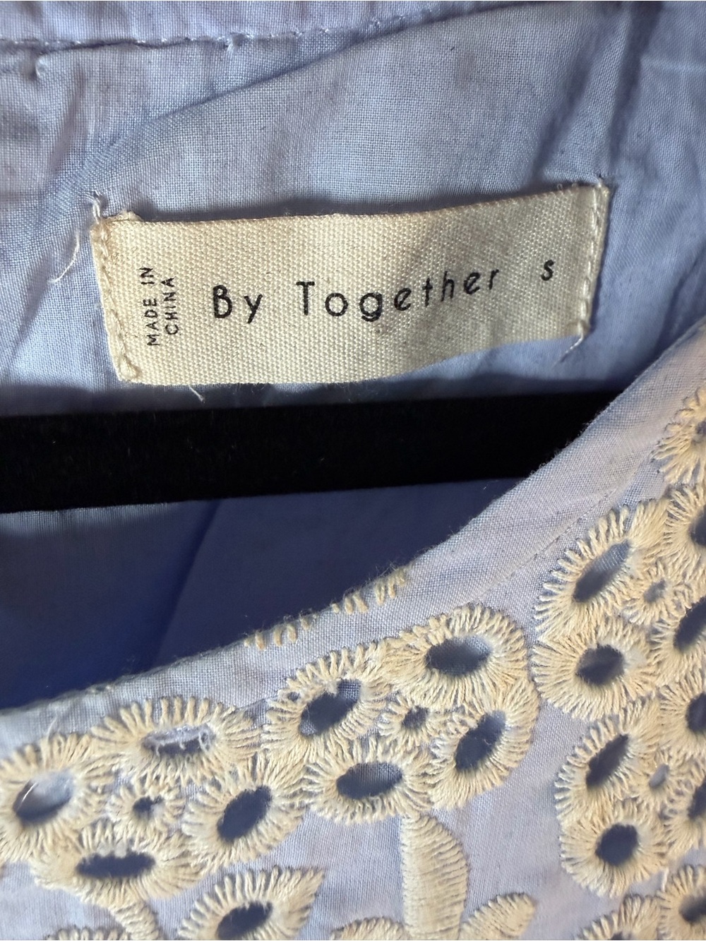 By Together 100% Cotton Light Blue Eyelet Lined Mini Dress With Pockets Size S - Picture 2 of 9